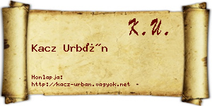 Kacz Urbán névjegykártya